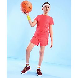 Pine Active Lycra T-shirt and Shorts Set - Red