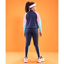 Pine Active High Stretch Breathable Sports Bra Jacket and Leggings 3 Pieces Set - Pink Blue
