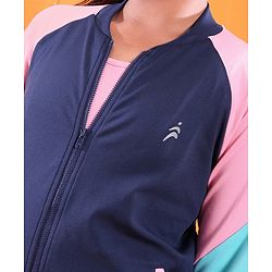 Pine Active High Stretch Breathable Sports Bra Jacket and Leggings 3 Pieces Set - Pink Blue