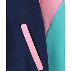 Pine Active High Stretch Breathable Sports Bra Jacket and Leggings 3 Pieces Set - Pink Blue