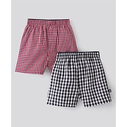 Pine Kids Cotton Woven Above Knee Length Check Boxers Pack of 2 (Colour May Vary)