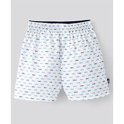 Pine Kids Cotton Woven Check with All Over Sharks Printed Boxers Pack of 2 (Colour May Vary)