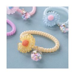 Pine Kids Free Size Flower Applique Rubber Bands Pack of 5 - Multicolor