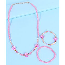 Pine Kids Free Size Necklace & Bracelet Set With Butterfly Detailing- Multicolor