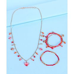 Pine Kids Free Size Necklace & Bracelet Set With Butterfly Detailing- Multicolor