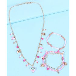 Pine Kids Free Size Necklace & Bracelet Set With Butterfly Detailing- Multicolor