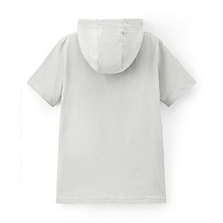 Pine Kids 100% Cotton Half Sleeves Bio Washed Hooded T-Shirt Text Print - White