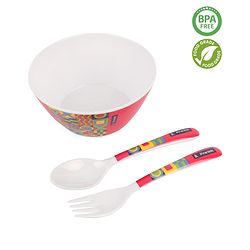Pine Kids Melamine Bowl With Fork And Spoon Pink - Pack of 3