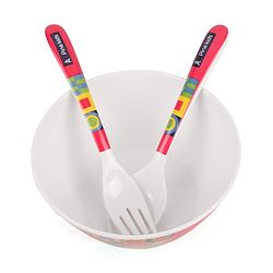 Pine Kids Melamine Bowl With Fork And Spoon Pink - Pack of 3