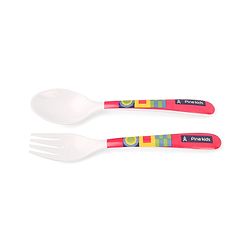 Pine Kids Melamine Bowl With Fork And Spoon Pink - Pack of 3