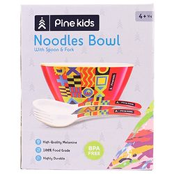 Pine Kids Melamine Bowl With Fork And Spoon Pink - Pack of 3