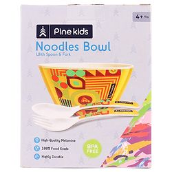 Pine Kids Melamine Bowl With Fork And Spoon Pink - Pack of 3