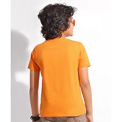 Pine Kids 100% Cotton Half Sleeves Bio Washed T-Shirt Shoes Print - Orange