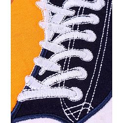 Pine Kids 100% Cotton Half Sleeves Bio Washed T-Shirt Shoes Print - Orange