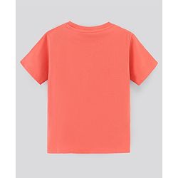 Pine Kids Cotton Half Sleeves Bio Washed T-shirt With Skating Print- Orange