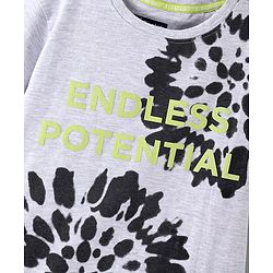 Pine Kids 100% Cotton Half Sleeves Bio Washed T-Shirt Text Print - Light Grey