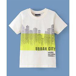 Pine Kids 100% Cotton Biowashed Half Sleeves T-Shirt Text Print- White