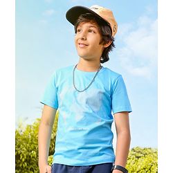 Pine Kids Half Sleeves Splish Splash Biowashed T-Shirt - Blue