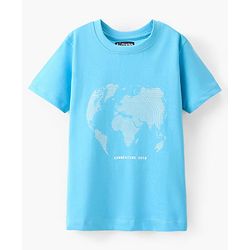 Pine Kids Half Sleeves Splish Splash Biowashed T-Shirt - Blue