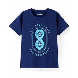 Pine Kids 100% Cotton Half Sleeves Bio Washed T-Shirt Text Print - Navy Blue