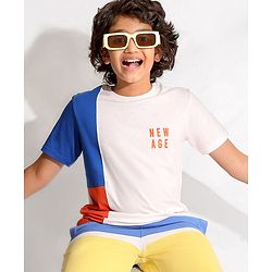 Pine Kids Half Sleeves Biowashed T-Shirt Text Print - White