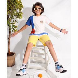 Pine Kids Half Sleeves Biowashed T-Shirt Text Print - White