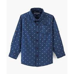 Pine Kids Cotton Full Sleeves Shirt Triangle Print - Navy Blue