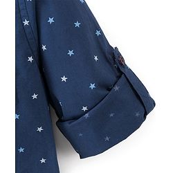 Pine Kids Cotton Full Sleeves Shirt Triangle Print - Navy Blue