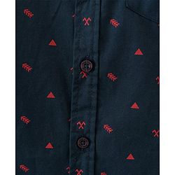 Pine Kids Cotton Full Sleeves Shirt Triangle Print - Navy Blue