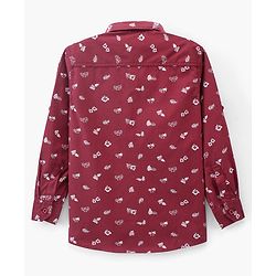 Pine Kids Cotton Turn Up Full Sleeves Shirt Floral Print - Maroon