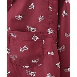 Pine Kids Cotton Turn Up Full Sleeves Shirt Floral Print - Maroon