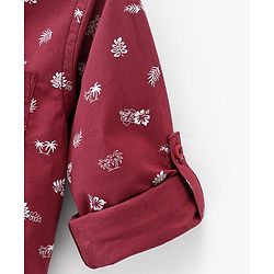 Pine Kids Cotton Turn Up Full Sleeves Shirt Floral Print - Maroon