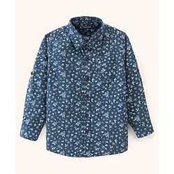 Pine Kids Cotton Full Sleeves Printed Shirt With Soft Hand Feel- Blue