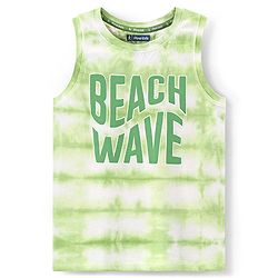 Pine Kids 100% Cotton Sleeveless Biowashed T-Shirt Tie Dye & Text Print- White