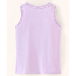 Pine Kids Cotton Sleeveless Biowashed T-Shirt Leaf Print- Purple