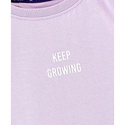 Pine Kids Cotton Sleeveless Biowashed T-Shirt Leaf Print- Purple