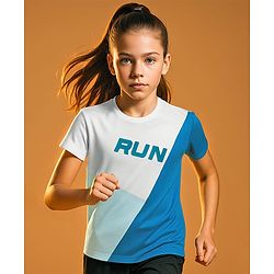 Pine Active Skin Friendly & Breathable Half Sleeves Sportswear T-Shirt - White & Blue