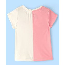 Pine Active Half Sleeves T-Shirt Text Print - Pink & White