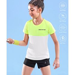 Pine Active Skin Friendly & Breathable Half Sleeves Sportswear T-Shirt - Green & White