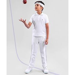 Pine Active Half Sleeves T-Shirt & Track Pant Cricket Jersey Set Solid - White