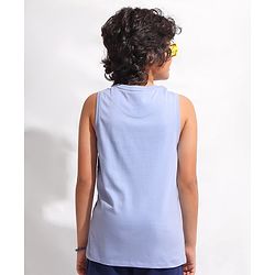 Pine Kids Cotton Sleeveless Biowashed T-Shirt Surf Print- Blue