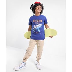Pine Kids Biowashed Shark Print Half Sleeves Tee - Blue