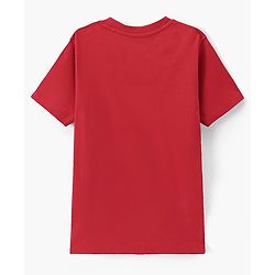 Pine Kids Cotton Half Sleeves T-Shirt Hibiscus Flower Print - Red