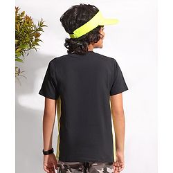 Pine Kids 100% Cotton Biowahshed Half Sleeves T- Shirt Tire Print - Black