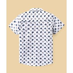 Pine Kids Cotton Half Sleeves Shirt Leaf Print - White