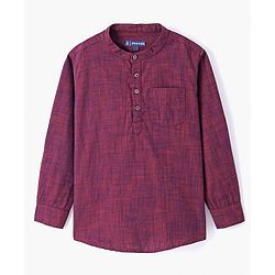 Pine Kids Cotton Full Sleeves Solid Shirt - Maroon