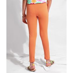 Pine Kids Ankle Length Solid & Tie Dye Print Leggings Pack Of 2 - White & Orange
