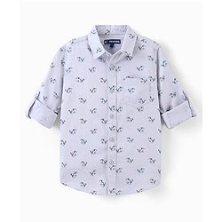 Pine Kids Full Sleeves Horse Print Shirt With Soft Hand Feel Cotton- Blue