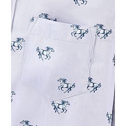 Pine Kids Full Sleeves Horse Print Shirt With Soft Hand Feel Cotton- Blue