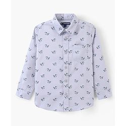 Pine Kids Full Sleeves Horse Print Shirt With Soft Hand Feel Cotton- Blue